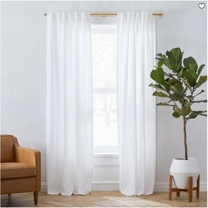 Linen Light-Filtering Curtain West Elm White 48"x96" 4 panels